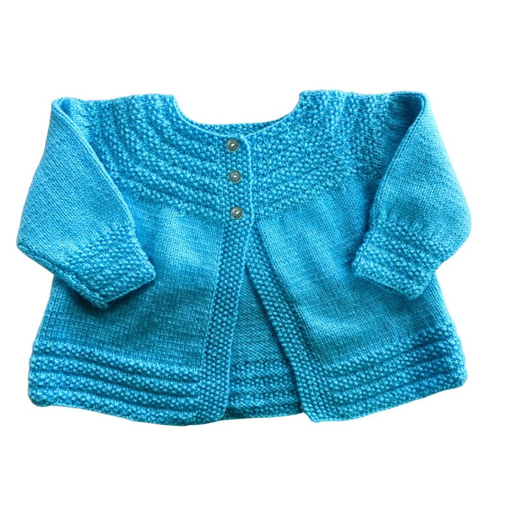 Hand Knit Blue Cardigan